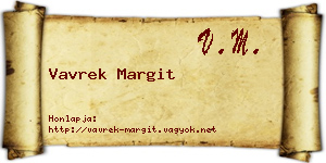 Vavrek Margit névjegykártya